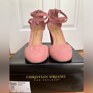 Christian Siriano pink block heels